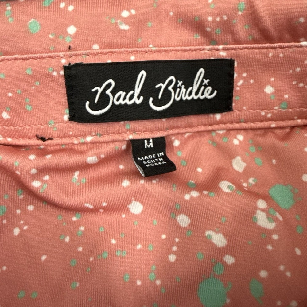 Bad Birdie Golf Polo Shirt Medium Paint Splatter 2 The Sequel Pink AOP Funky - Picture 6 of 12